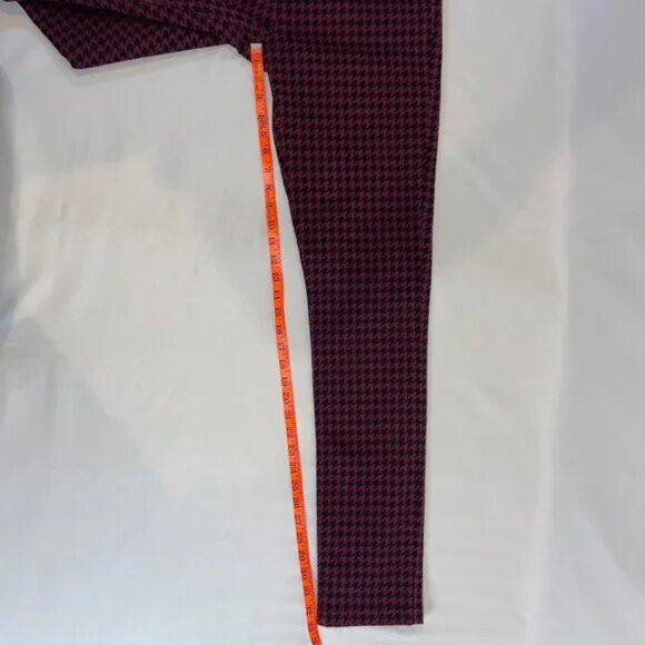 Long Tall Sally Its Denim Burgundy Black Houndstooth Jeans Skinny Size 10 - Picture 9 of 12